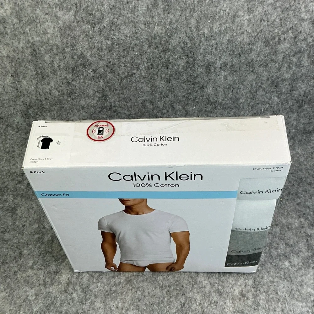Calvin Klein Mens 4 Pack Classic Fit 100% Cotton Crew Neck T-Shirts Large Multi - Picture 2 of 11